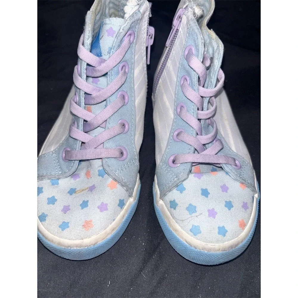 Bluey & Bingo Toddler Girls High Top Sneakers Side Zip Blue size 12 fair cond